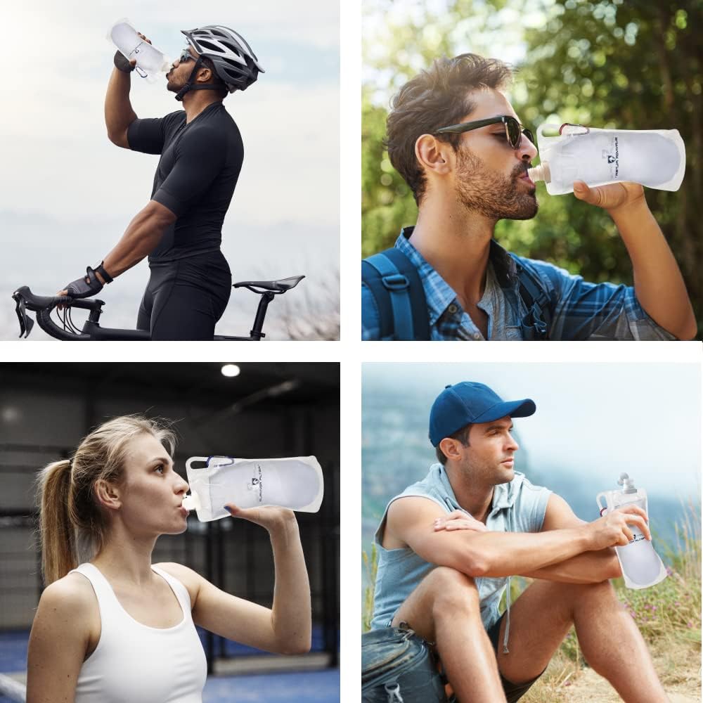 Survivor Filter Collapsible Water Bottles, Canteens (32oz) 2 Pack (2L Total) - Durable Carabiners and Handles. Squeeze Water through a Filter or Use as Water Bottles - Image 7