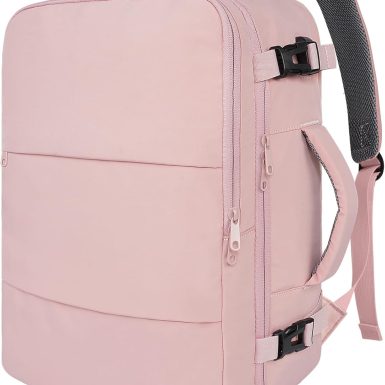 Travel Backpack for Women, Carry On Backpack with USB Charging Port & Shoe Pouch, TSA 15.6inch Laptop Mochila Flight Approved, Nurse Bag Casual Daypack for Weekender Business Hiking, Pink