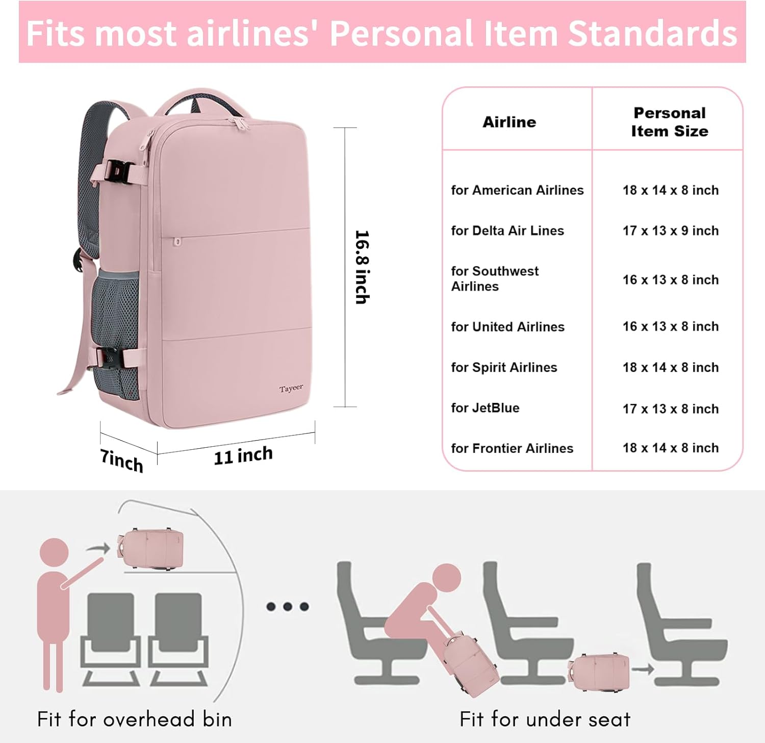 Travel Backpack for Women, Carry On Backpack with USB Charging Port & Shoe Pouch, TSA 15.6inch Laptop Mochila Flight Approved, Nurse Bag Casual Daypack for Weekender Business Hiking, Pink - Image 3