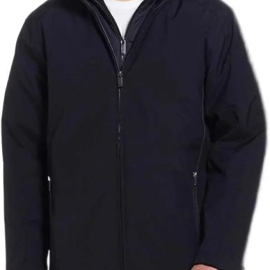 Men’s Ultra Tech Removable Fleece Lined Hood Jacket (Black,Medium)